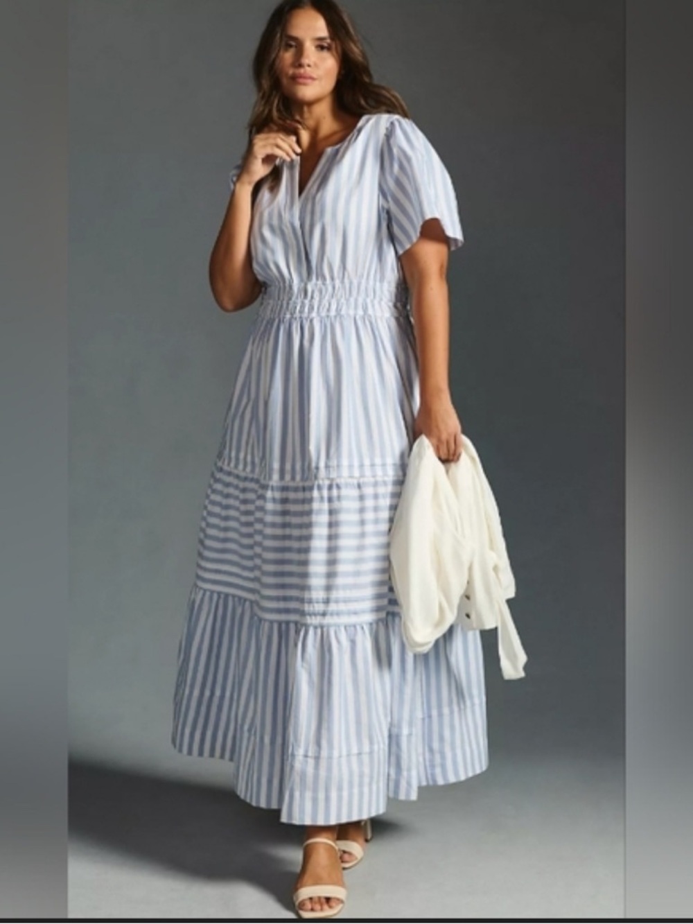 Anthropologie Light Blue and White Somerset Dress